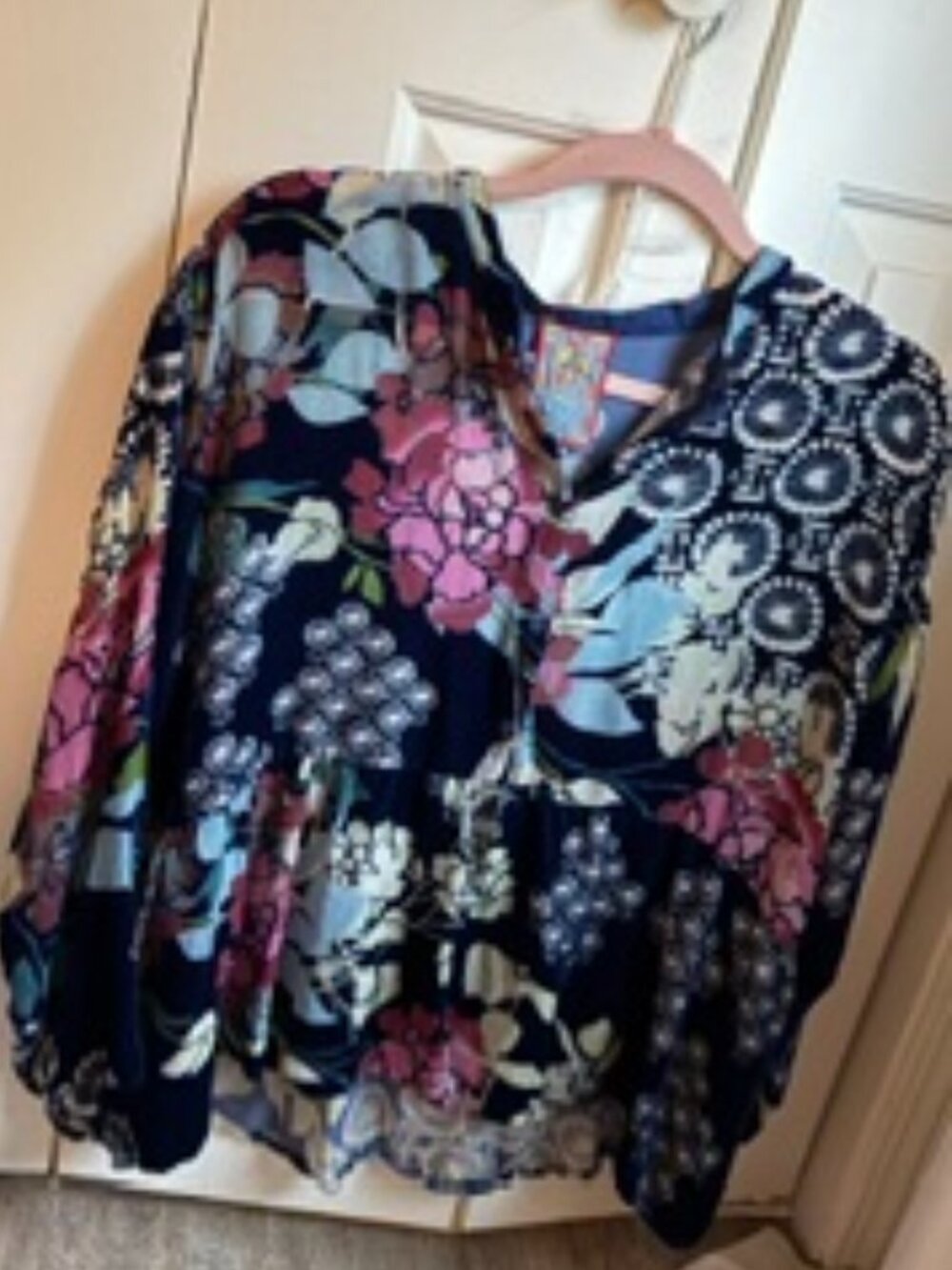 Johnny Was Velvet long sleeve blouse size xl